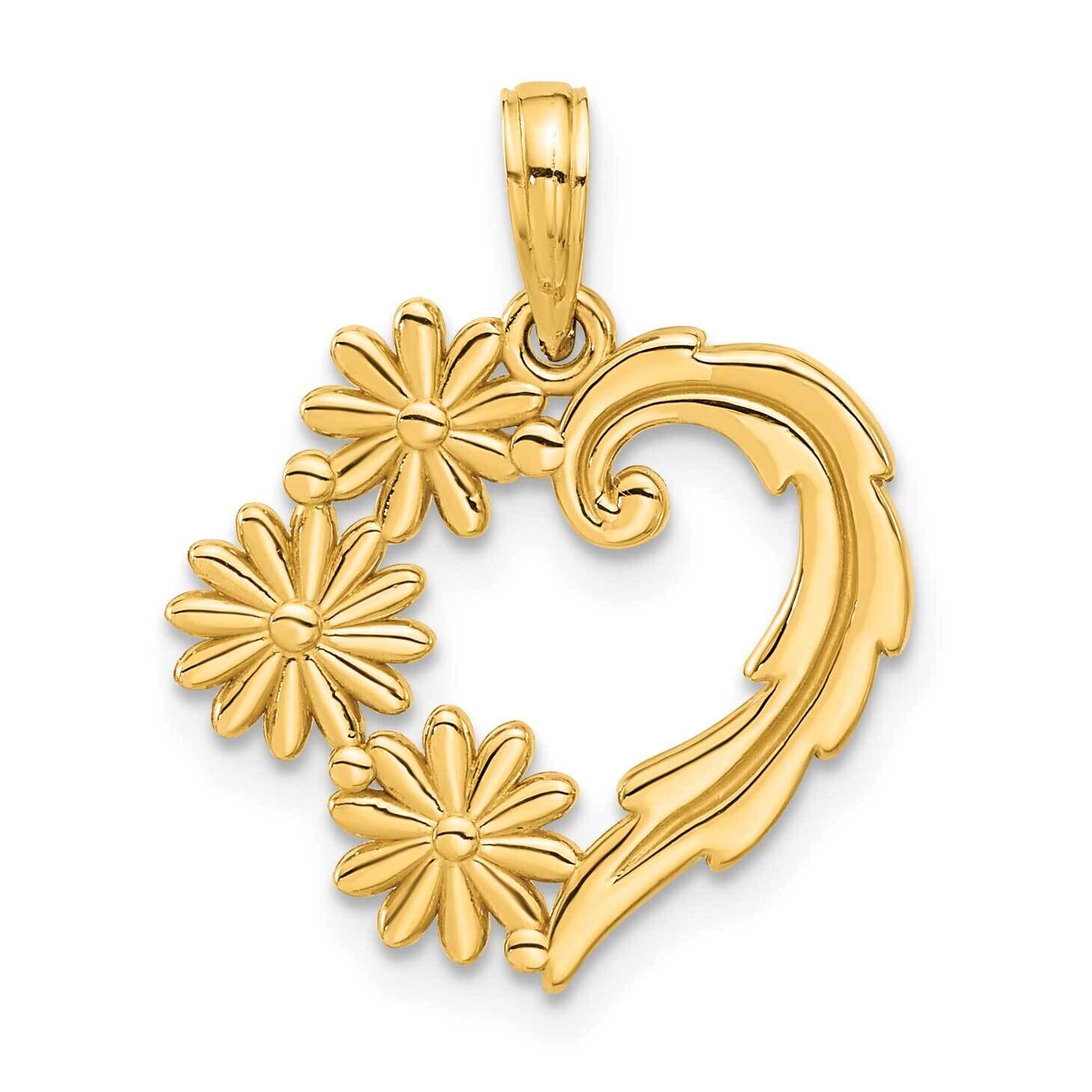 Floral Heart Pendant 14k Polished Gold D5304, MPN: D5304,