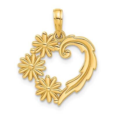 Floral Heart Pendant 14k Polished Gold D5304, MPN: D5304,