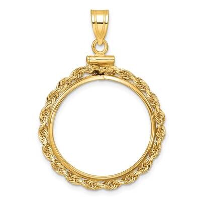 Rope Screw Top 22.0mm X 1.9mm Coin Bezel Pendant 14k Gold C1215/22.0, MPN: C1215/22.0,