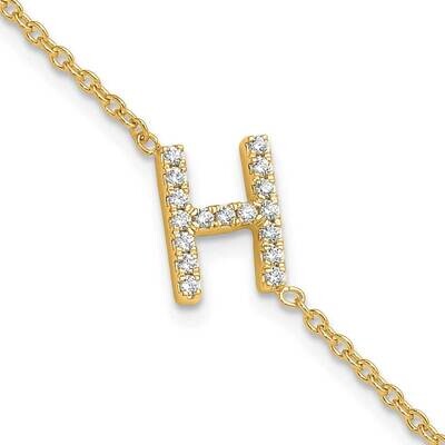 Diamond Sideways Letter H 1 Inch Extender Bracelet 14k Gold BM9951H-020-YA, MPN: BM9951H-020-YA,