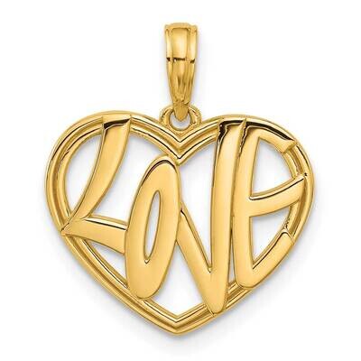 Fancy Love Heart Charm 14k Polished Gold D5572, MPN: D5572,