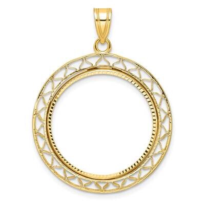 Polished Fancy Wire Diamond-Cut Prong 22.0mm Coin Bezel Pendant 14k Gold C8194/22.0, MPN: C8194/22.…