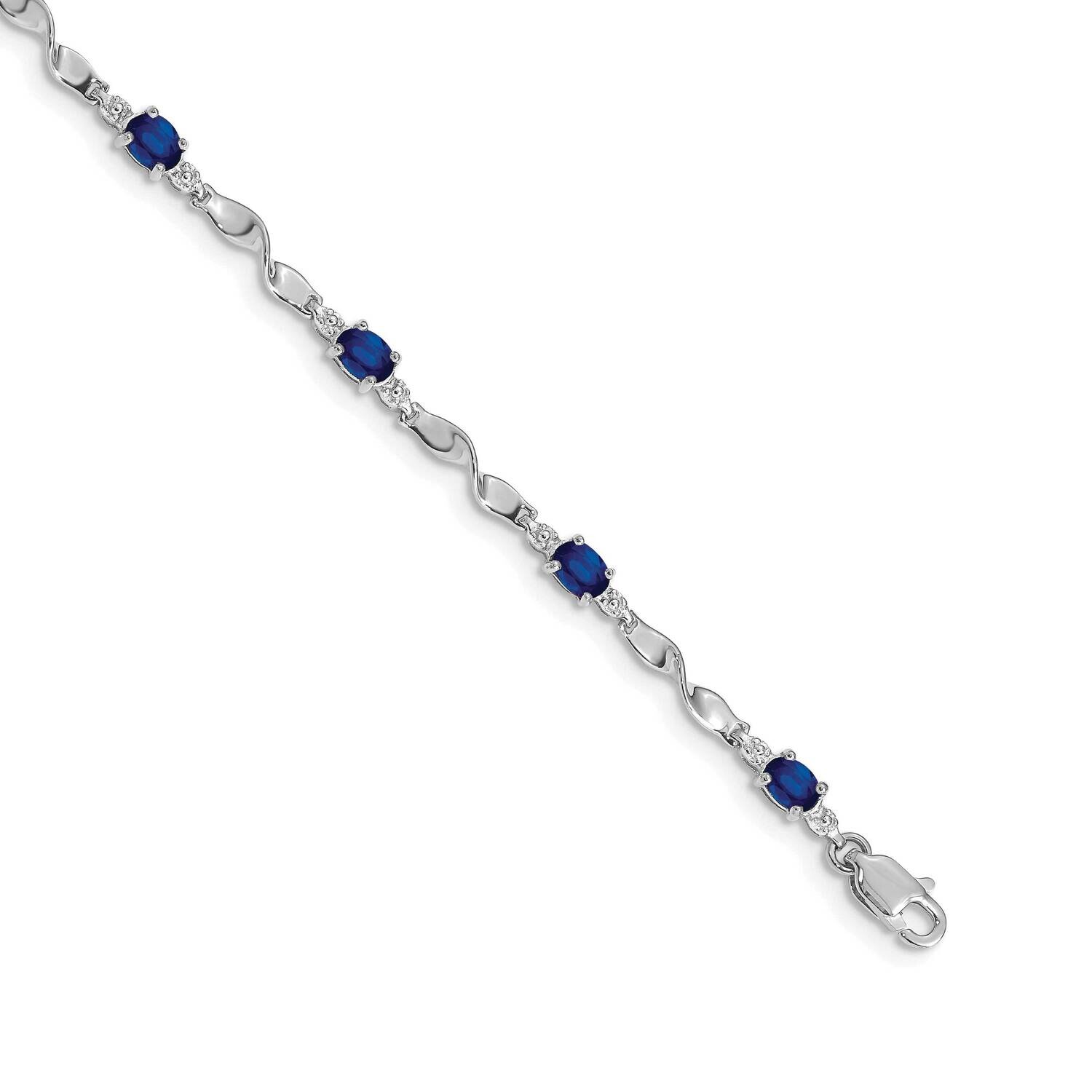 Diamond Sapphire Bracelet 7 Inch 10k White Gold BM4475-SA-001-1WA, MPN: BM4475-SA-001-1WA,