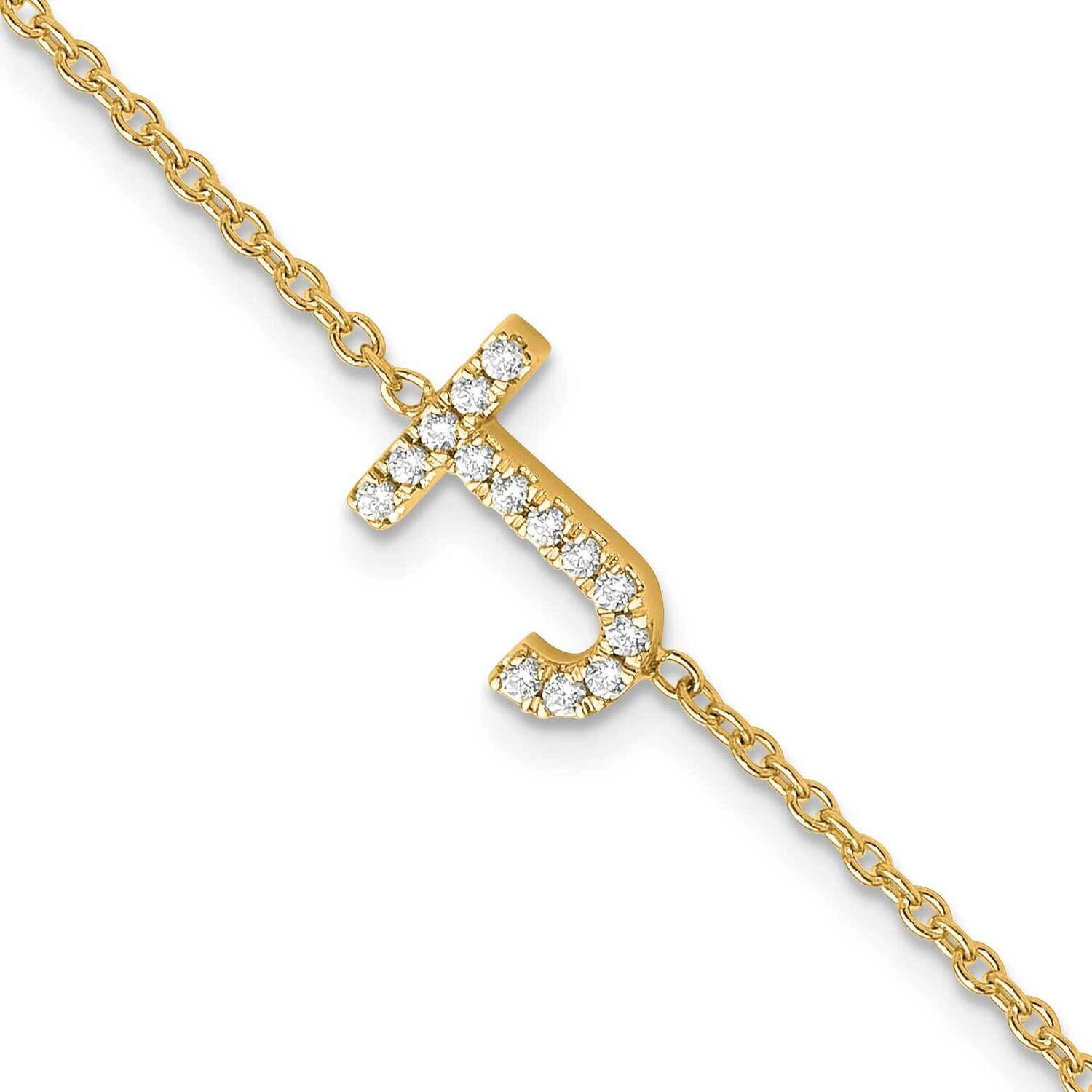 Diamond Sideways Letter J 1 Inch Extender Bracelet 14k Gold BM9951J-017-YA, MPN: BM9951J-017-YA,