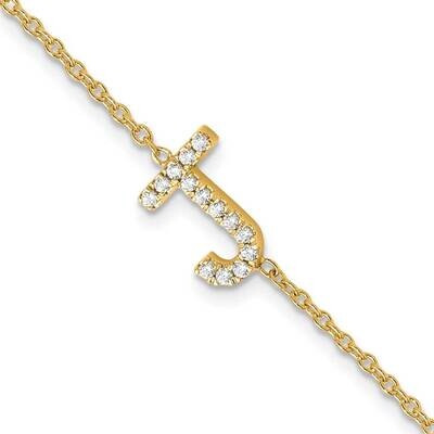 Diamond Sideways Letter J 1 Inch Extender Bracelet 14k Gold BM9951J-017-YA, MPN: BM9951J-017-YA,