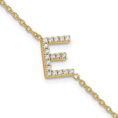 Diamond Sideways Letter E 1 Inch Extender Bracelet 14k Gold BM9951E-022-YA, MPN: BM9951E-022-YA,