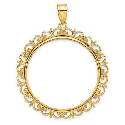 Polished Fancy Prong 32.7mm Coin Bezel Pendant 14k Gold C8190/32.7, MPN: C8190/32.7,