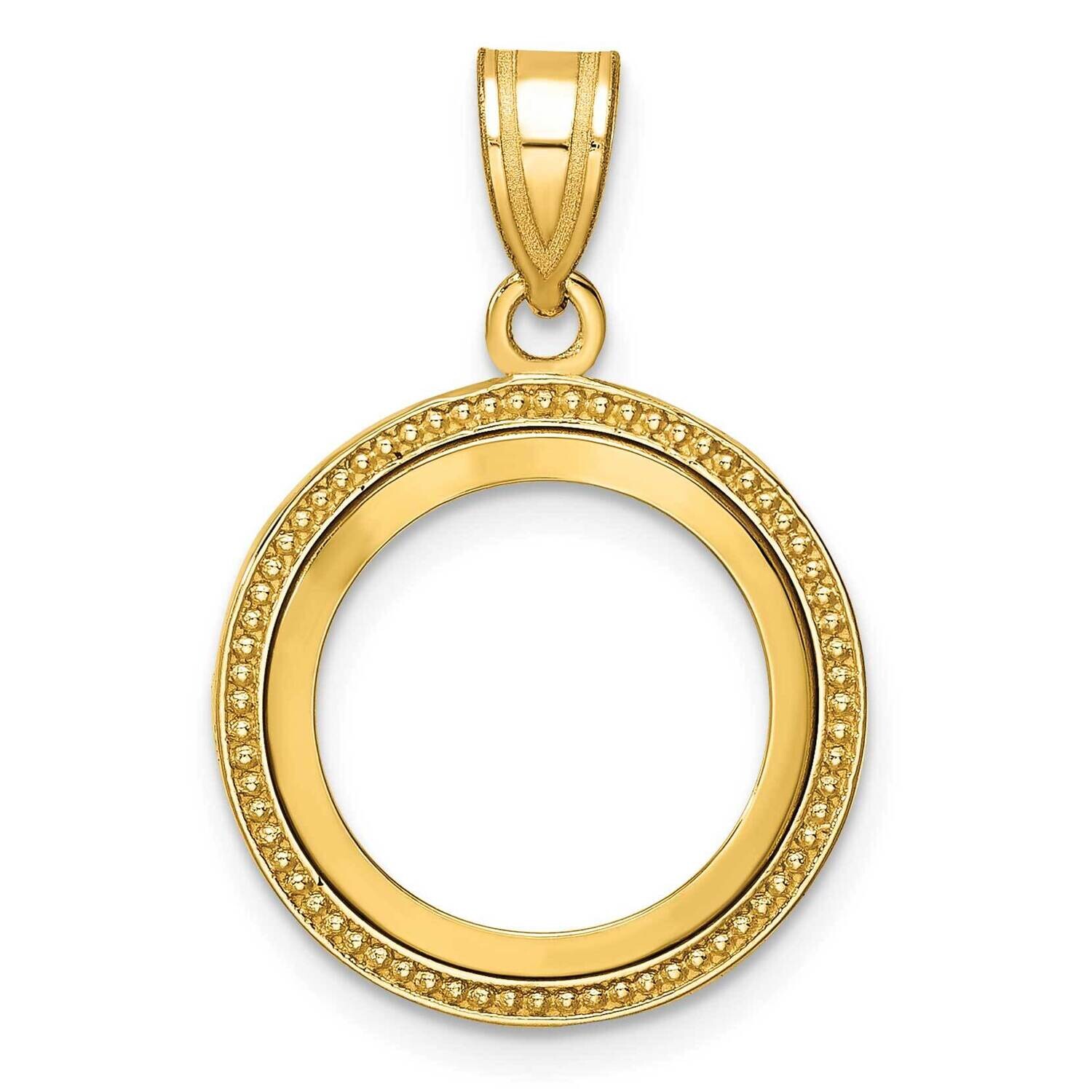 Polished Beaded Prong 14.0mm Coin Bezel Pendant 14k Gold C8183/14.0, MPN: C8183/14.0,