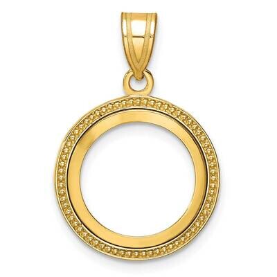 Polished Beaded Prong 14.0mm Coin Bezel Pendant 14k Gold C8183/14.0, MPN: C8183/14.0,