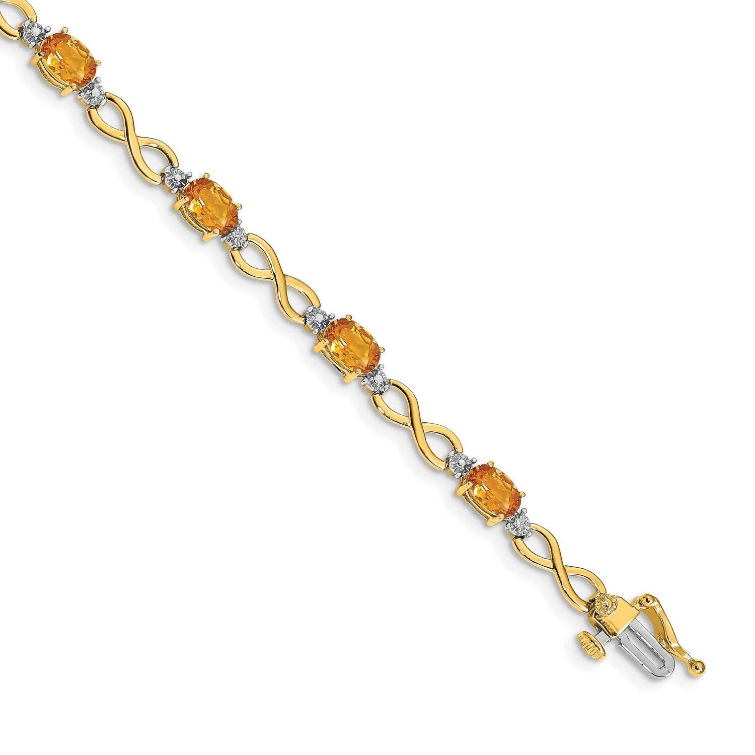 Citrine Diamond Infinity Bracelet 7 Inch 10k Gold BM4494-CI-003-1YA, MPN: BM4494-CI-003-1YA, 886774…