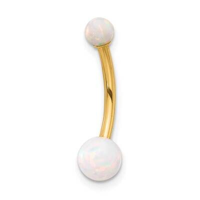 14 Gauge Polished Created Opal Navel Belly Ring 14k Gold BD267, MPN: BD267,