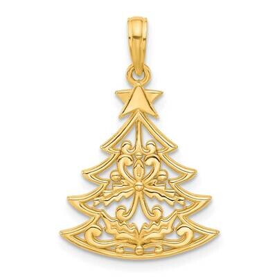 Fancy Scrolled Christmas Tree Pendant 14k Polished Gold D5356, MPN: D5356,