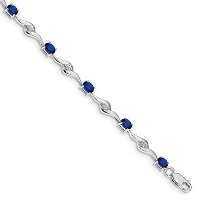 Blue Sapphire/White Sapphire Bracelet 7 Inch 10k White Gold BM4473-SA-1W, MPN: BM4473-SA-1W,