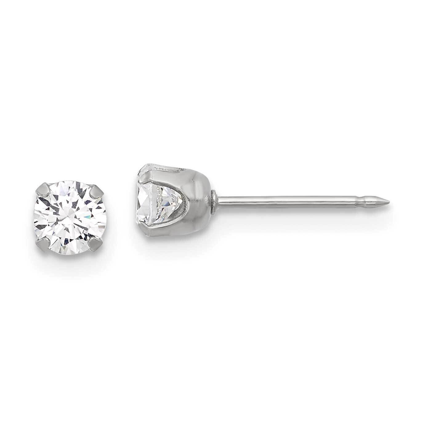 Inverness 4mm CZ Post Earrings Stainless Steel 652E