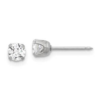 Inverness 4mm CZ Post Earrings Stainless Steel 652E, MPN: 652E,