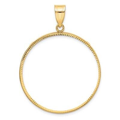Diamond-Cut Prong 32.7mm Coin Bezel Pendant 14k Gold C3997/32.7, MPN: C3997/32.7,