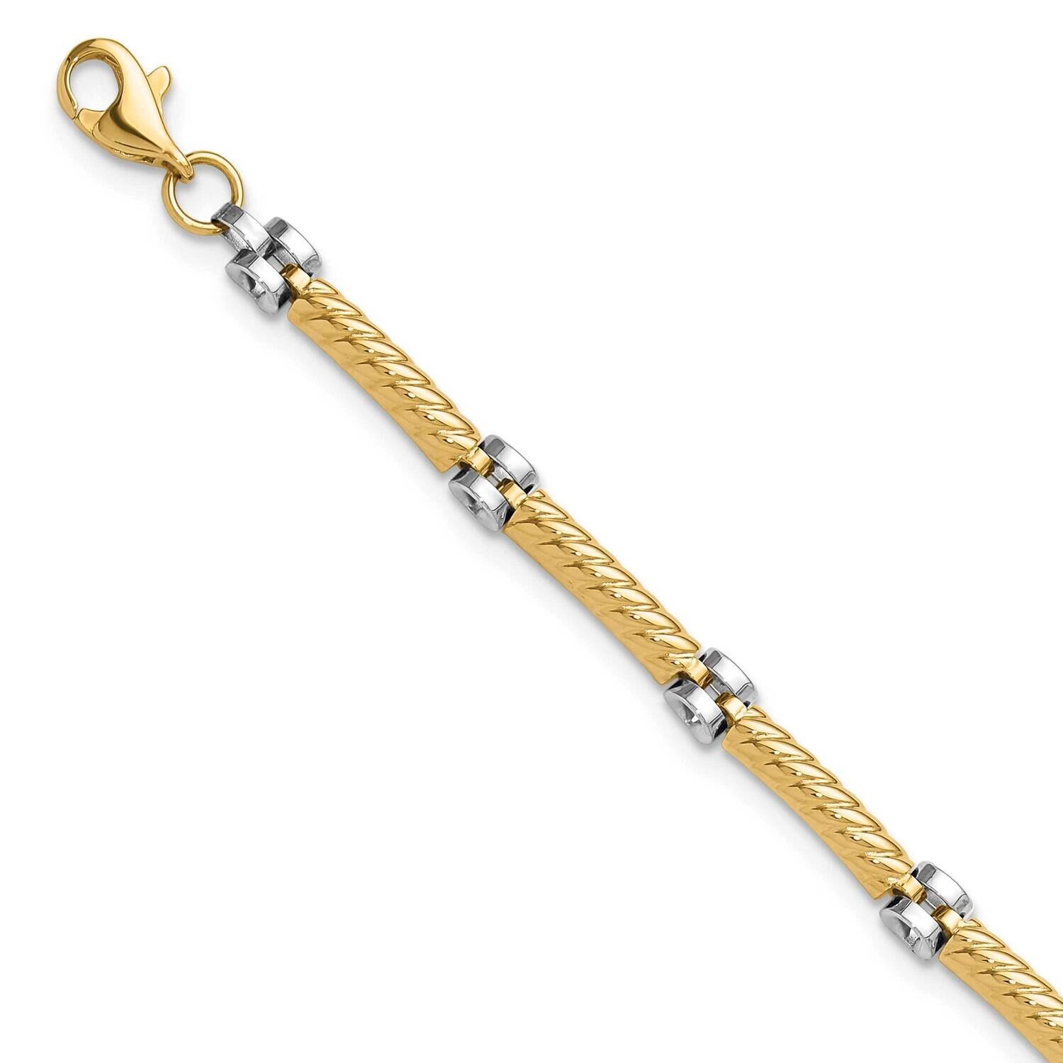 Polished Fancy Link Bracelet 7.5 Inch 14k Two-Tone Gold FB2025-7.75, MPN: FB2025-7.75,