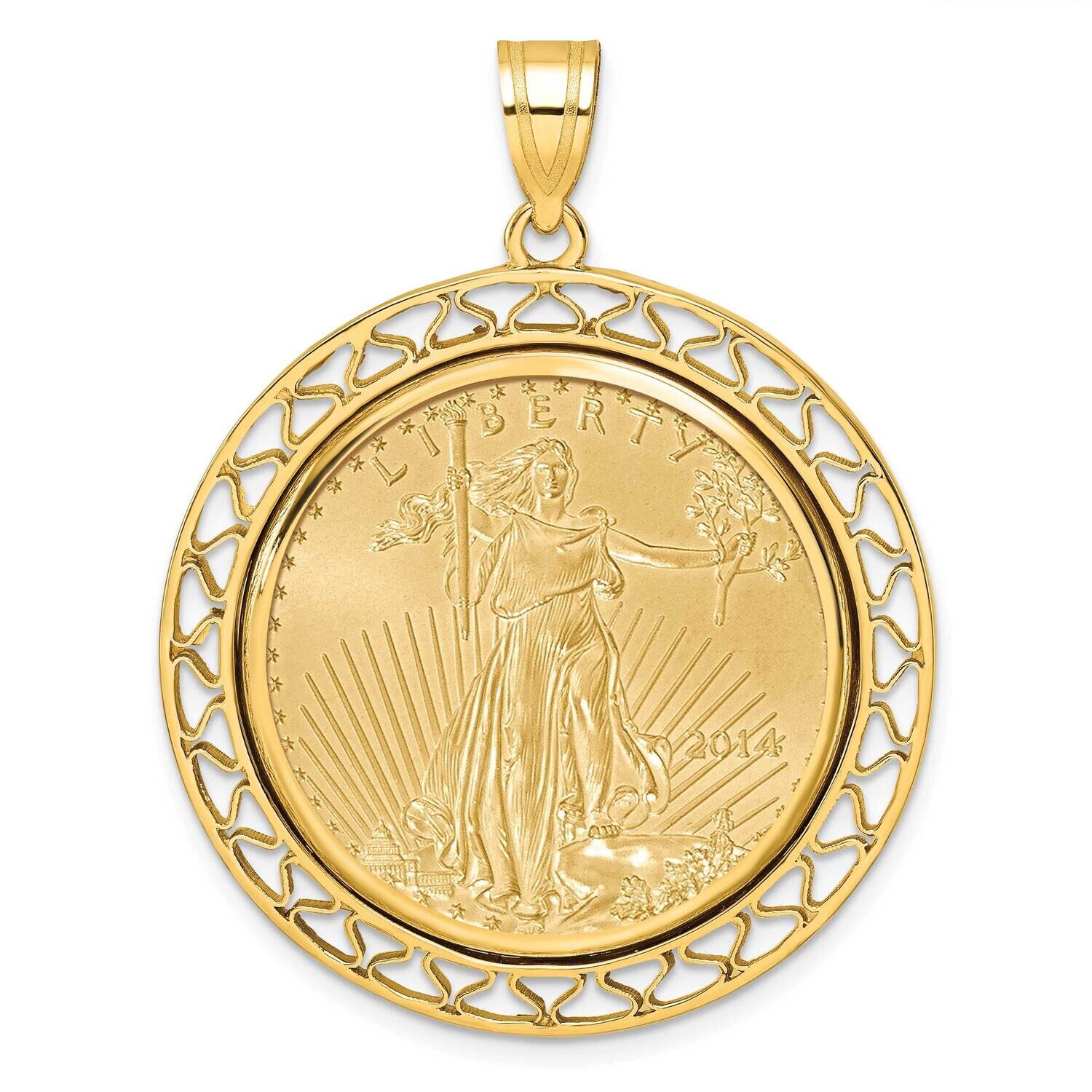 Polished Fancy Wire Prong Mounted 1/2Oz American Eagle Coin Bezel Pendant 14k Gold C8193/27.0C, MPN…