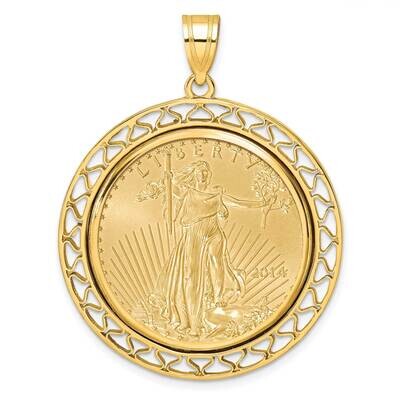 Polished Fancy Wire Prong Mounted 1/2Oz American Eagle Coin Bezel Pendant 14k Gold C8193/27.0C, MPN…