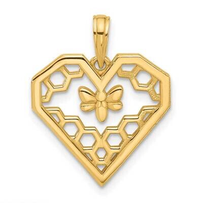 Fancy Heart Bee Honeycomb Charm 14k Polished Gold D5577, MPN: D5577,