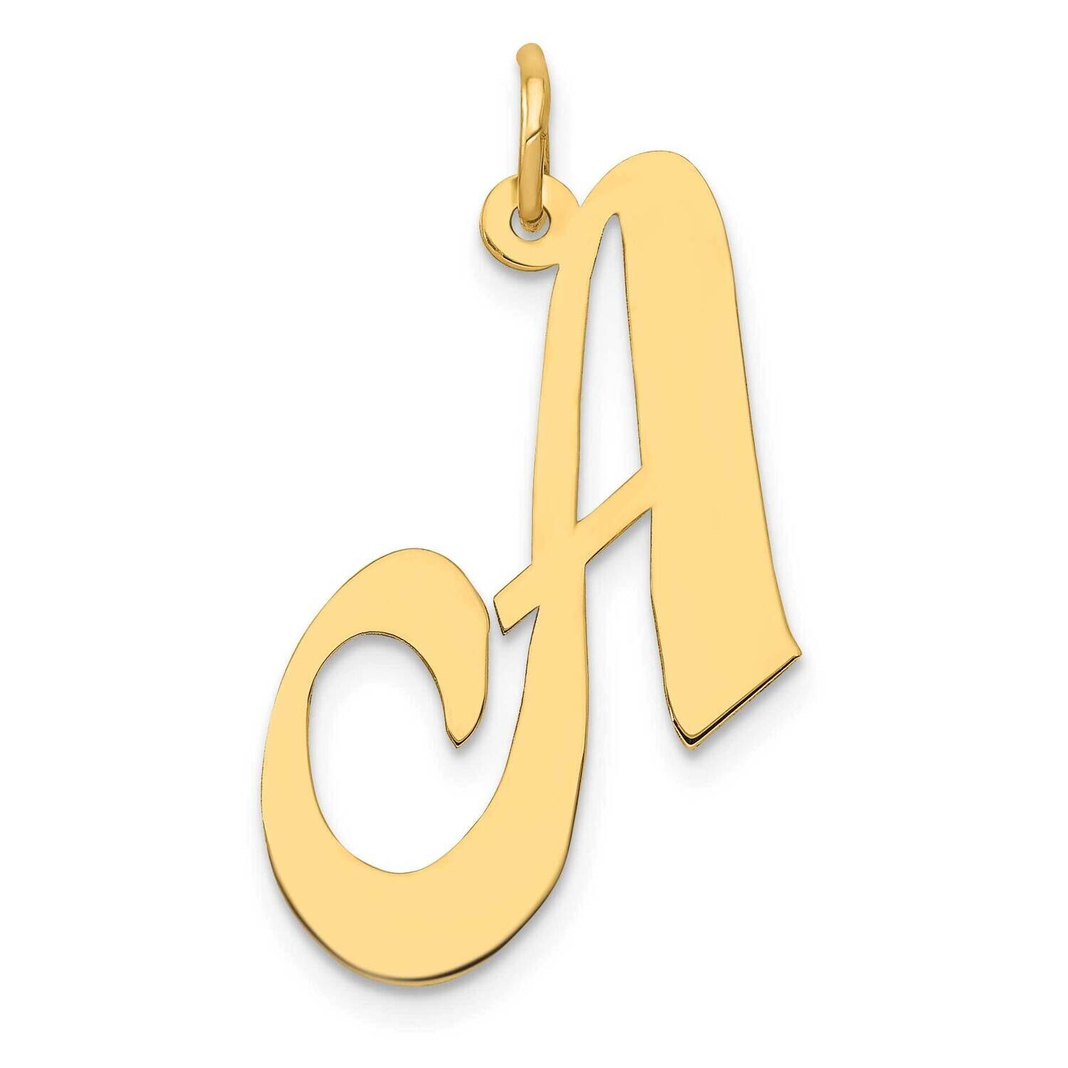 Large Fancy Script Letter A Initial Charm 10k Gold 10YC654A