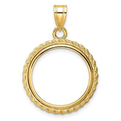 Polished Casted Rope Prong 18.0mm Coin Bezel Pendant 14k Gold C8185/18.0, MPN: C8185/18.0,