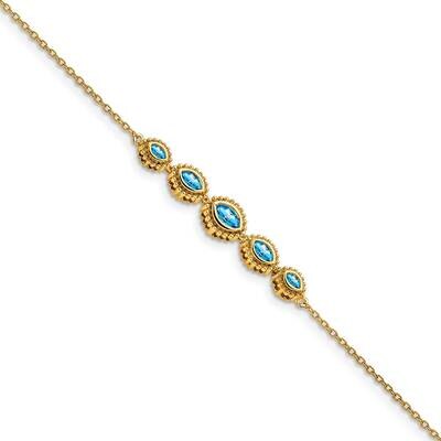 Marquise Blue Topaz Bracelet 7 Inch 14k Gold BM7200-BT-Y, MPN: BM7200-BT-Y, 886774129969