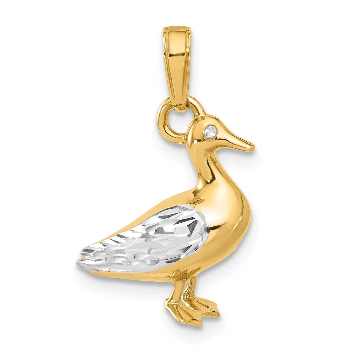 Diamond-Cut 3D Duck Pendant 14k Gold White Rhodium  C4901 by Men&#39;s Jewelry and Accessories, MPN: C4…