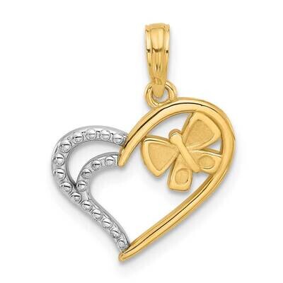 Fancy Heart Butterfly Charm 14k Gold White Rhodium D5474, MPN: D5474,