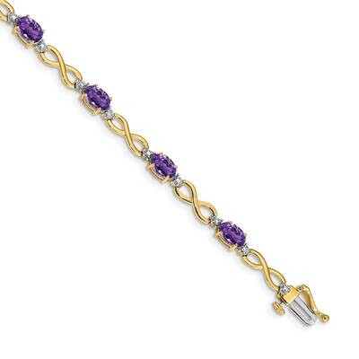 Amethyst Diamond Infinity Bracelet 7 Inch 10k Gold BM4494-AM-003-1YA, MPN: BM4494-AM-003-1YA, 88677…