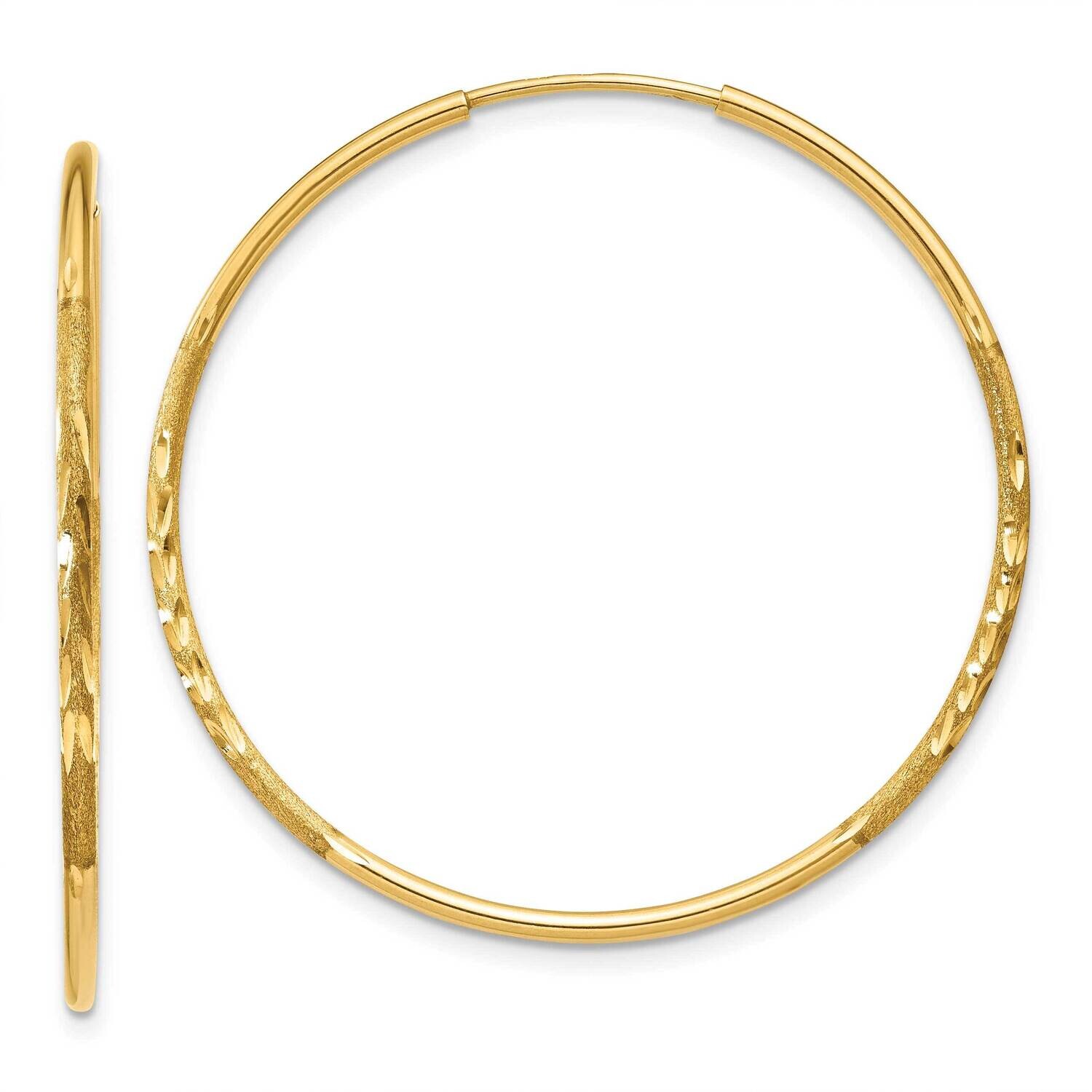 1.25mm Diamond-Cut Endless Hoop Earring 10k Gold 10XY1215, MPN: 10XY1215,