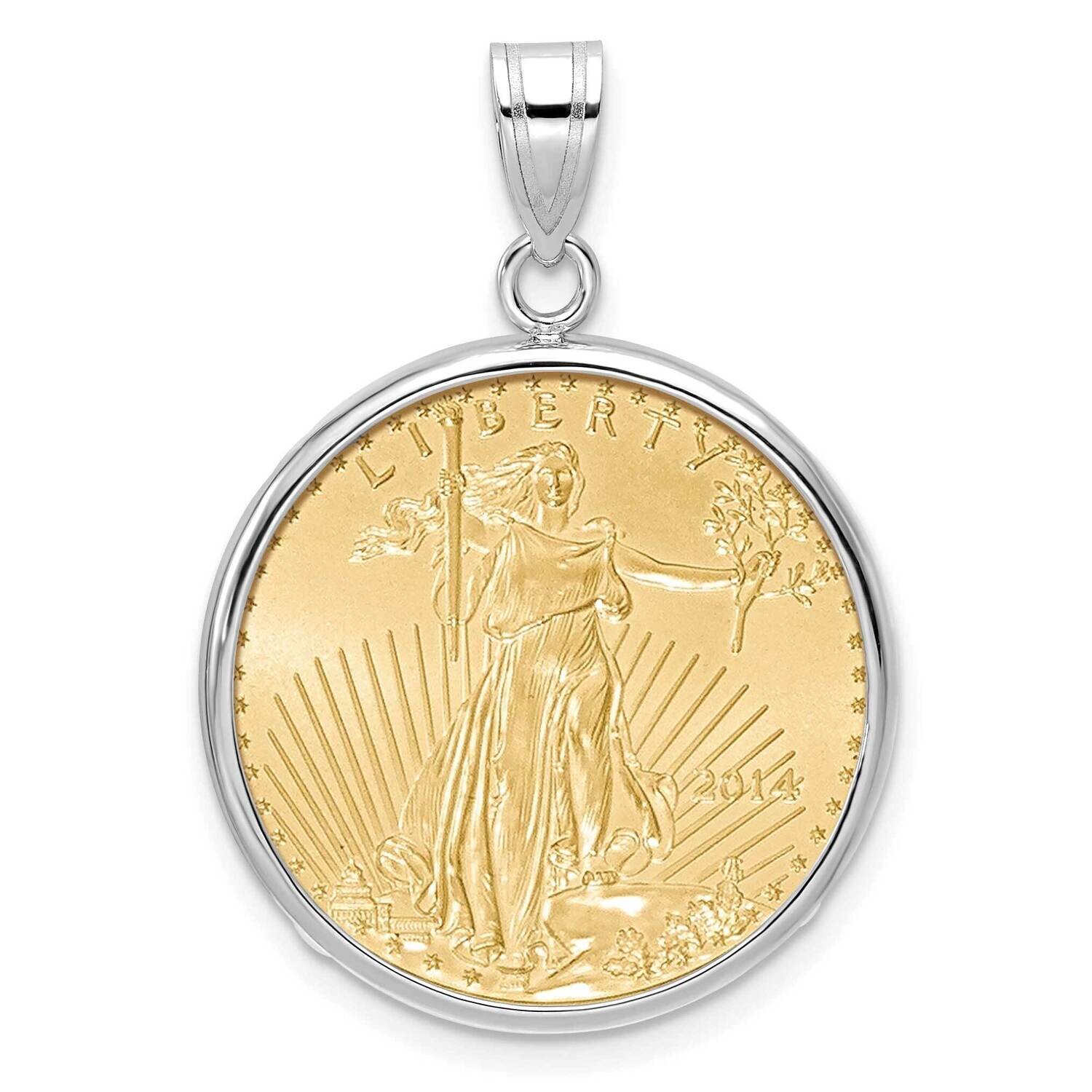 Polished Prong Mounted 1/4Oz American Eagle Coin Bezel Pendant 14k White Gold C1801W/22.0C, MPN: C1…