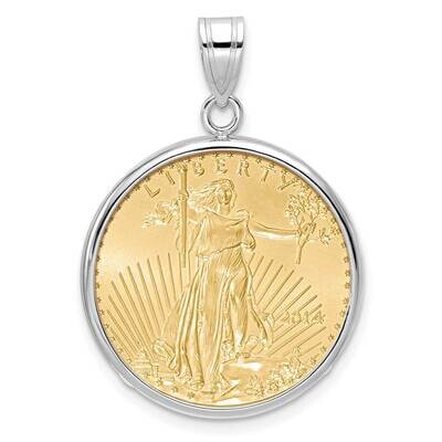 Polished Prong Mounted 1/4Oz American Eagle Coin Bezel Pendant 14k White Gold C1801W/22.0C, MPN: C1…