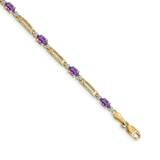 Diamond Amethyst Bracelet 7 Inch 10k Gold BM4492-AM-001-1YA, MPN: BM4492-AM-001-1YA,