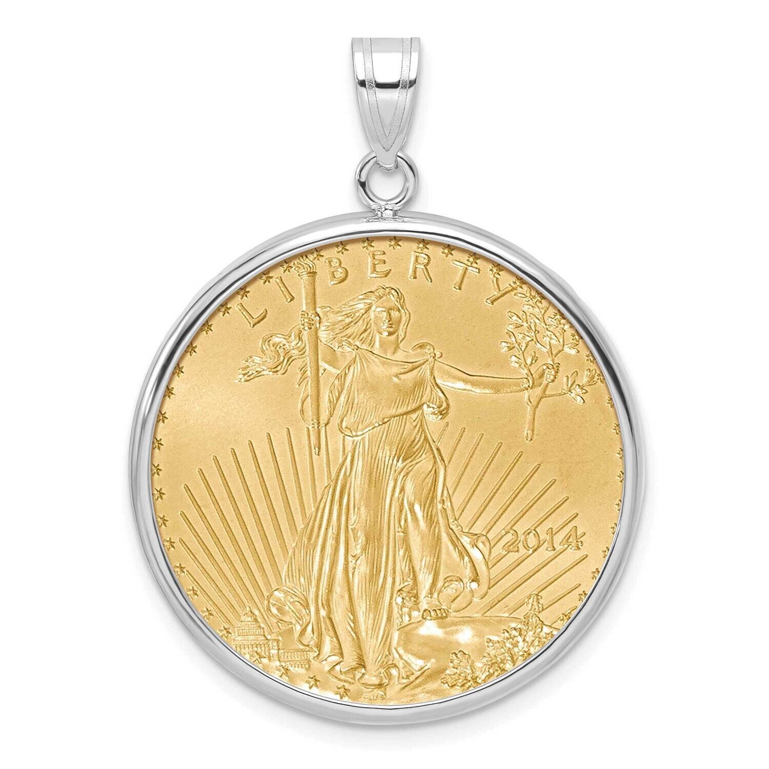 Polished Prong Mounted 1/2Oz American Eagle Coin Bezel Pendant 14k White Gold C1801W/27.0C, MPN: C1…