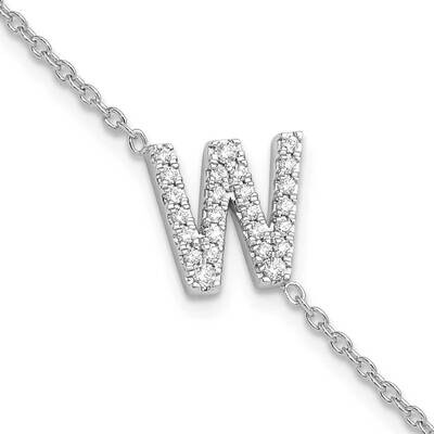 Diamond Sideways Letter W 1 Inch Extender Bracelet 14k White Gold BM9951W-030-WA, MPN: BM9951W-030-…