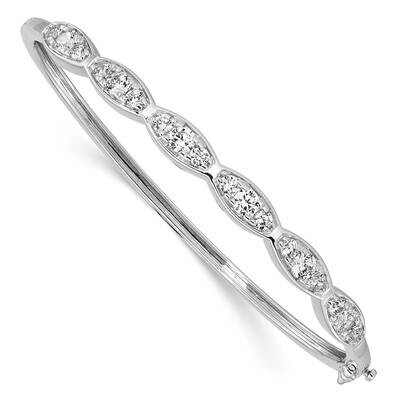 True Origin 1 Carat Lab Created Diamond Vs/Si D E F Medium 7 Inch Fancy Bangle Bracelet 14k White G…