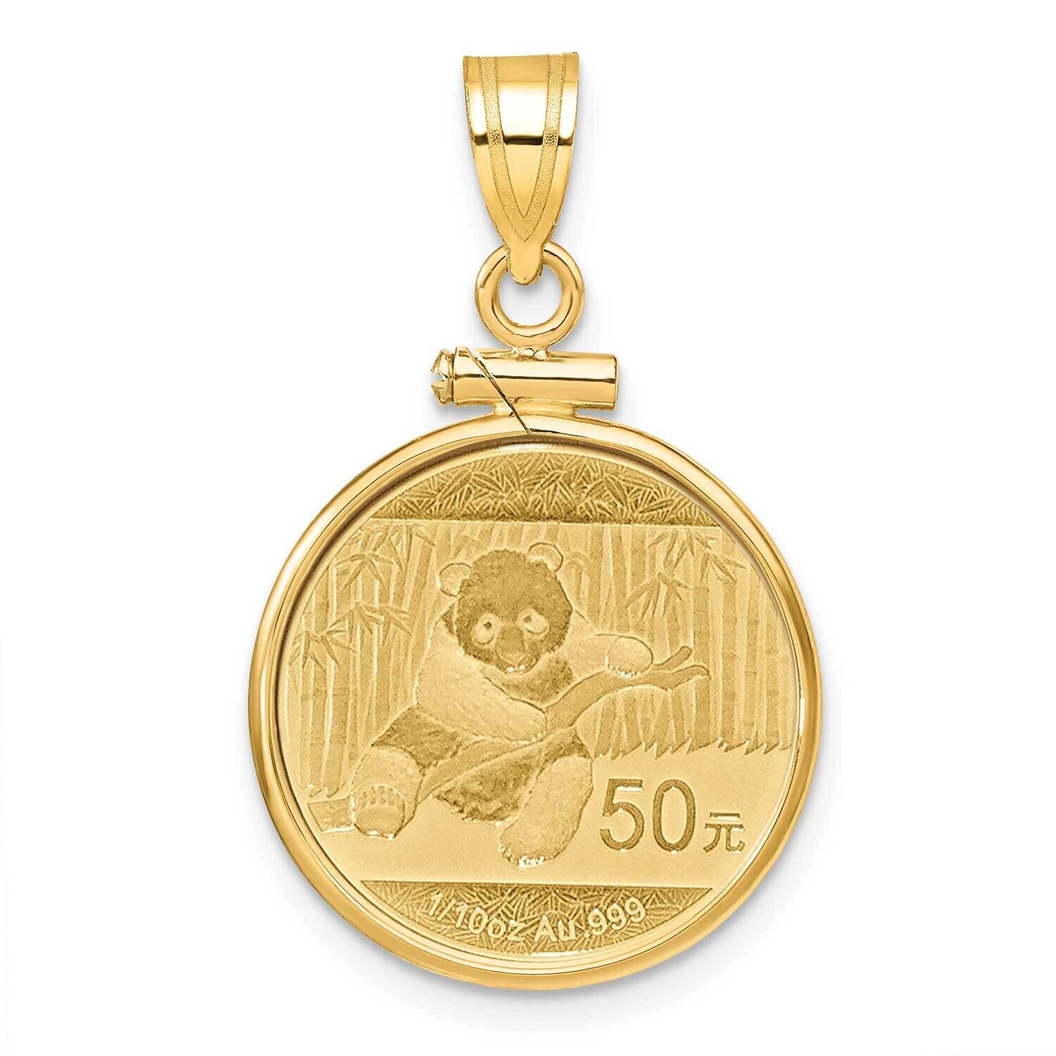 Polished Screw Top Mounted 1/10Oz Panda Coin Bezel Pendant 14k Gold C1885/18.0C, MPN: C1885/18.0C,