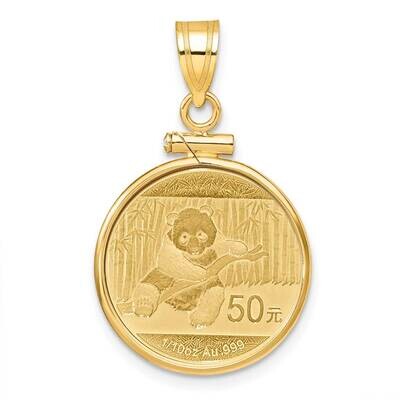 Polished Screw Top Mounted 1/10Oz Panda Coin Bezel Pendant 14k Gold C1885/18.0C, MPN: C1885/18.0C,