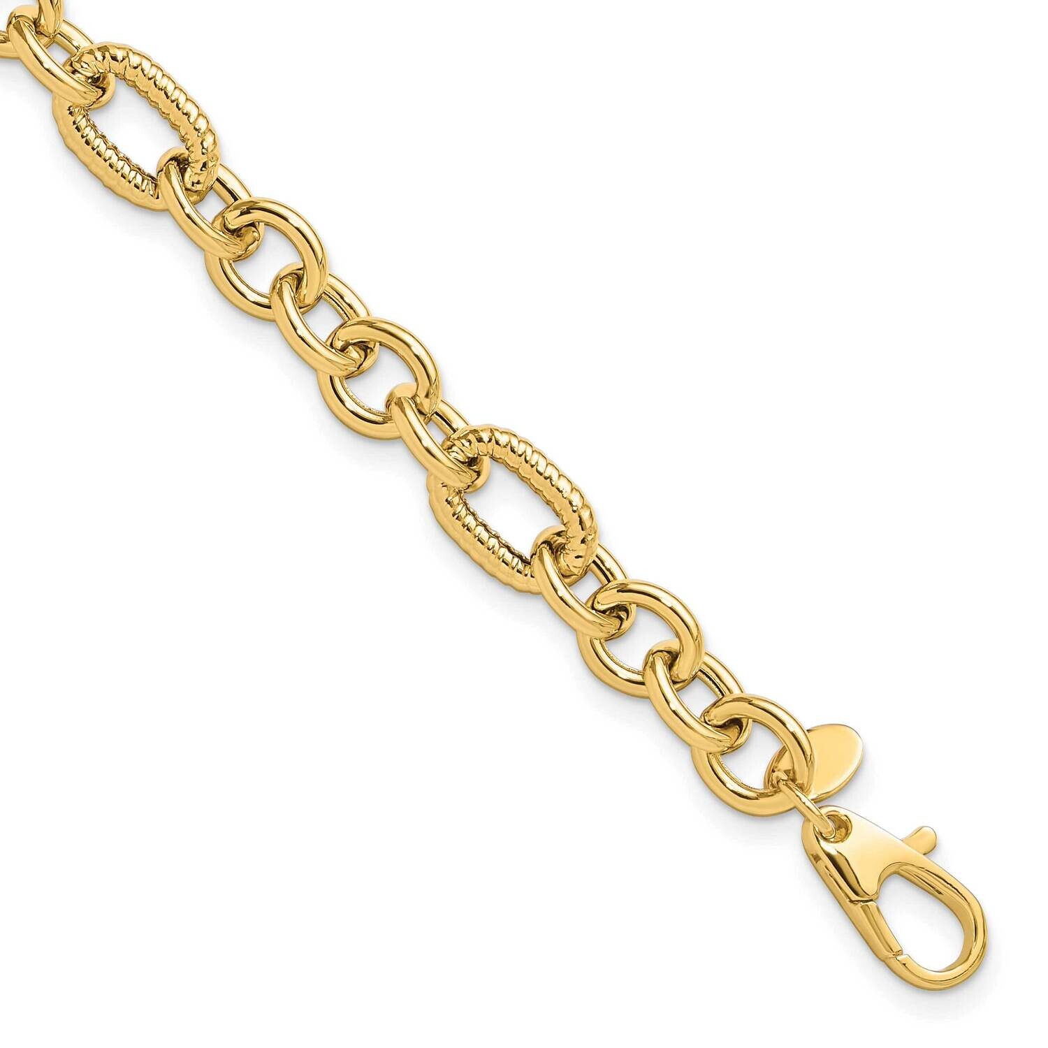 Textured 7.5 Inch Fancy Bracelet 14k Polished Gold FB2006-7.5, MPN: FB2006-7.5,