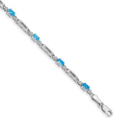 Diamond Blue Topaz Bracelet 7 Inch 10k White Gold BM4492-BT-001-1WA, MPN: BM4492-BT-001-1WA, 886774…