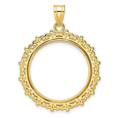 Polished Fancy Prong 22.0mm Coin Bezel Pendant 14k Gold C8187/22.0, MPN: C8187/22.0,