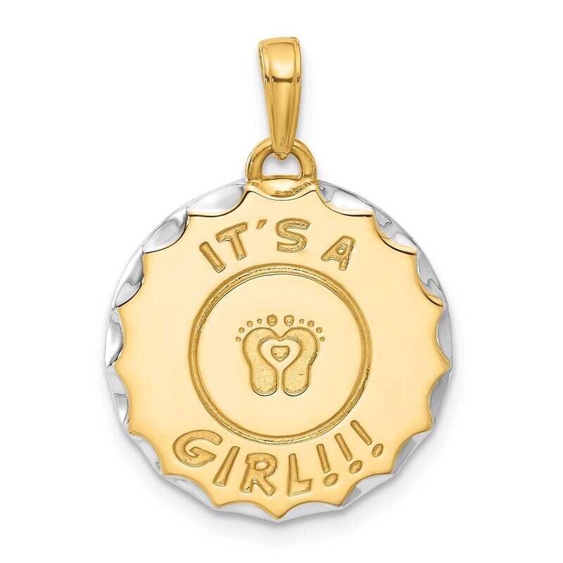 It&#39;s A Girl! Disc Pendant 14k Gold White Rhodium  C4864, MPN: C4864,