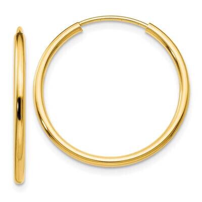 1.5mm Polished Round Endless Hoop Earrings 10k Gold 10XY1160, MPN: 10XY1160,