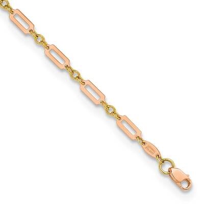 Polished Fancy Rectangle Link 7.5 Inch Bracelet 14k Two-Tone Gold FB1885Y/R-7.5, MPN: FB1885Y/R-7.5,