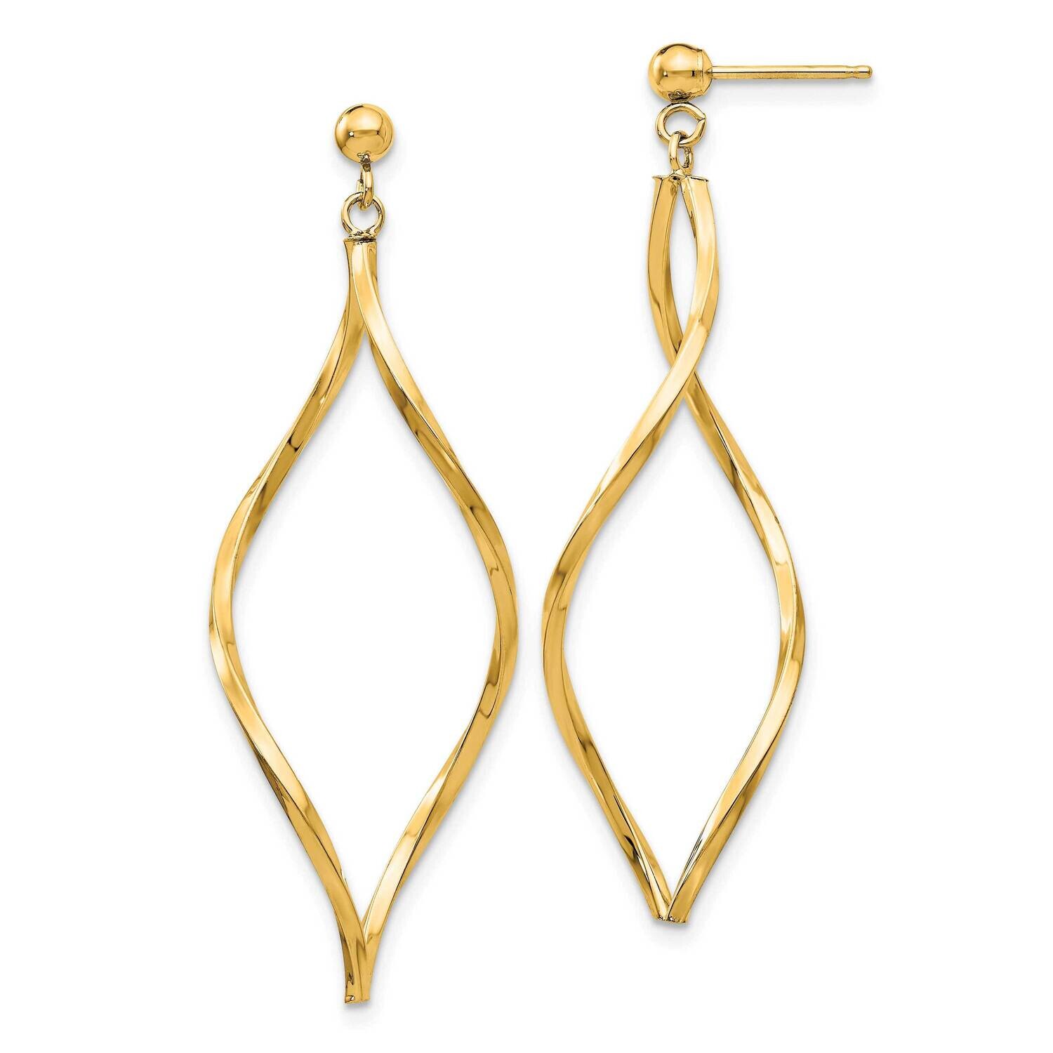 Twisted Post Dangle Earrings 10k Gold 10YE1514Y, MPN: 10YE1514Y, 716838383146