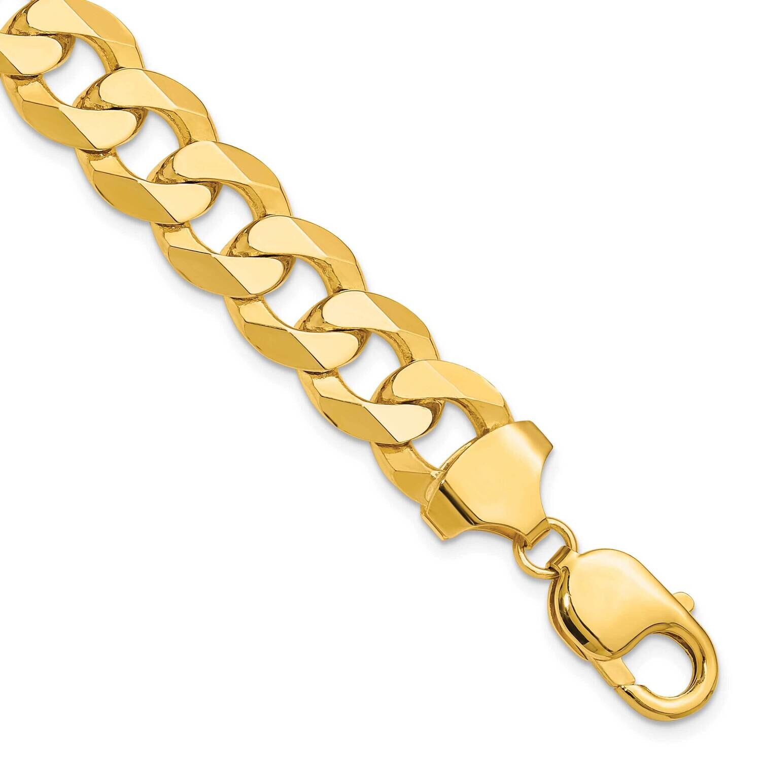 12.0mm Flat Beveled Curb Chain 8.5 Inch 14k Gold FBU300-8.5, MPN: FBU300-8.5,