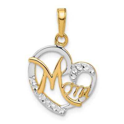 Diamond-Cut Heart Mom Pendant 14k Gold White Rhodium  C4858, MPN: C4858,