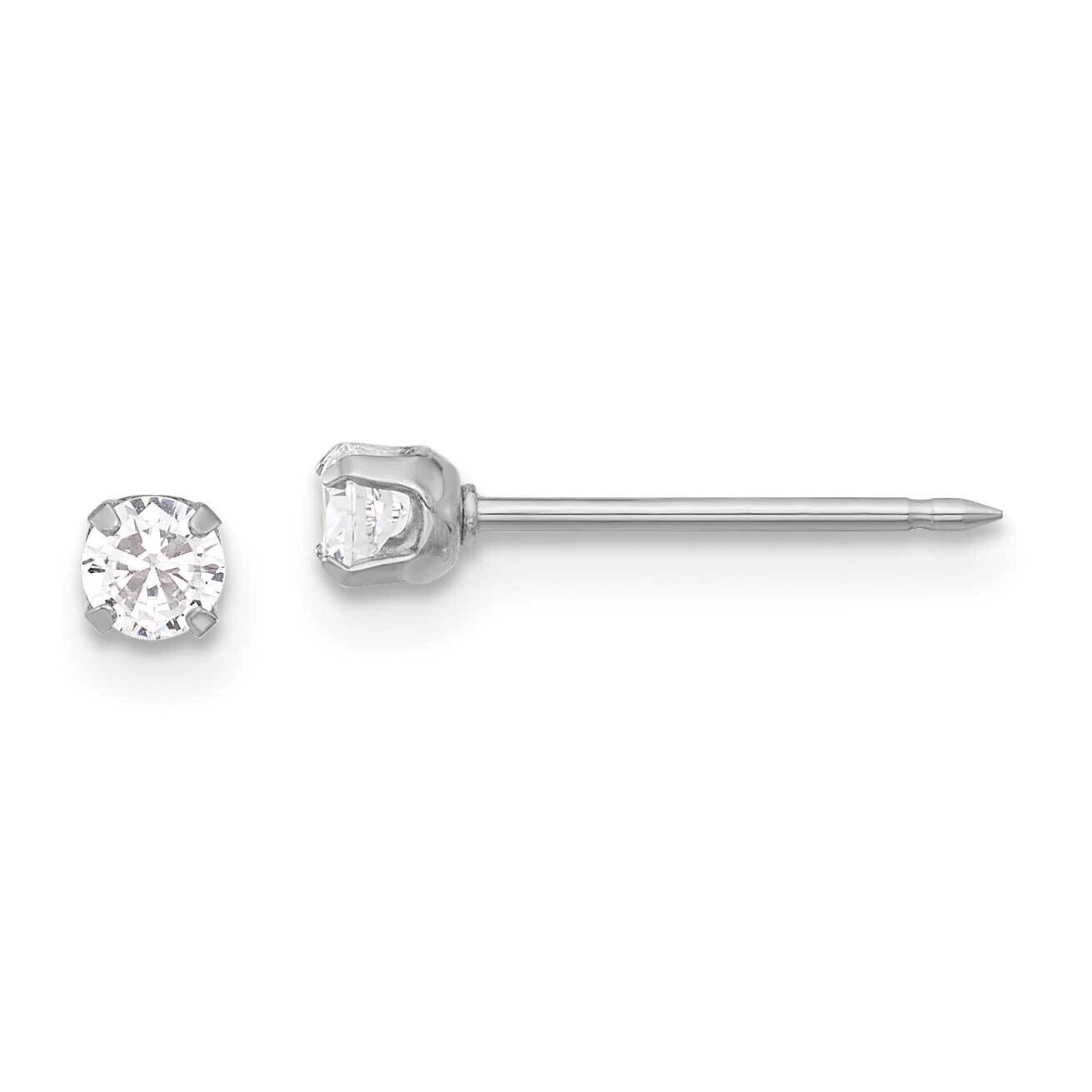 Inverness 3mm CZ Long Post Earrings 14k White Gold 285E, MPN: 285E,