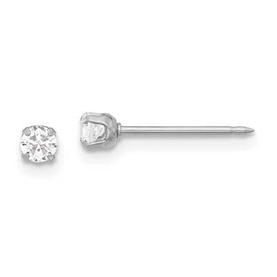 Inverness 3mm CZ Long Post Earrings 14k White Gold 285E, MPN: 285E,